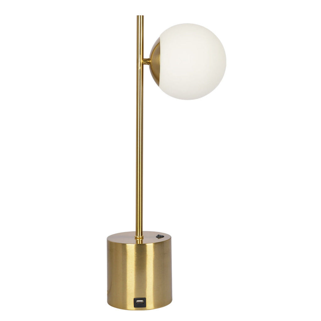 Modern Small Table Lamp with Globe Shade - Gold / White