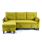 Reversible Chaise Sleeper Sectional Sofa with Storage - Cotton-Linen Upholstery