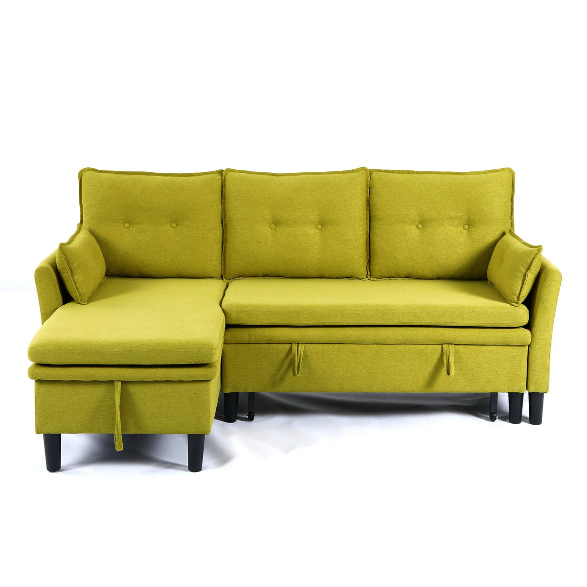Reversible Chaise Sleeper Sectional Sofa with Storage - Cotton-Linen Upholstery