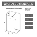 Gradient Shower Door with Handle - Matte Black Finish, Tempered Glass
