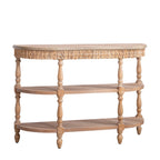 Handcrafted Wood Console Table with Hand-Woven Trim - Natural