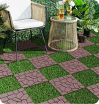 Stone Texture 12" Patio Deck Tiles with Interlocking Design - Set of 44