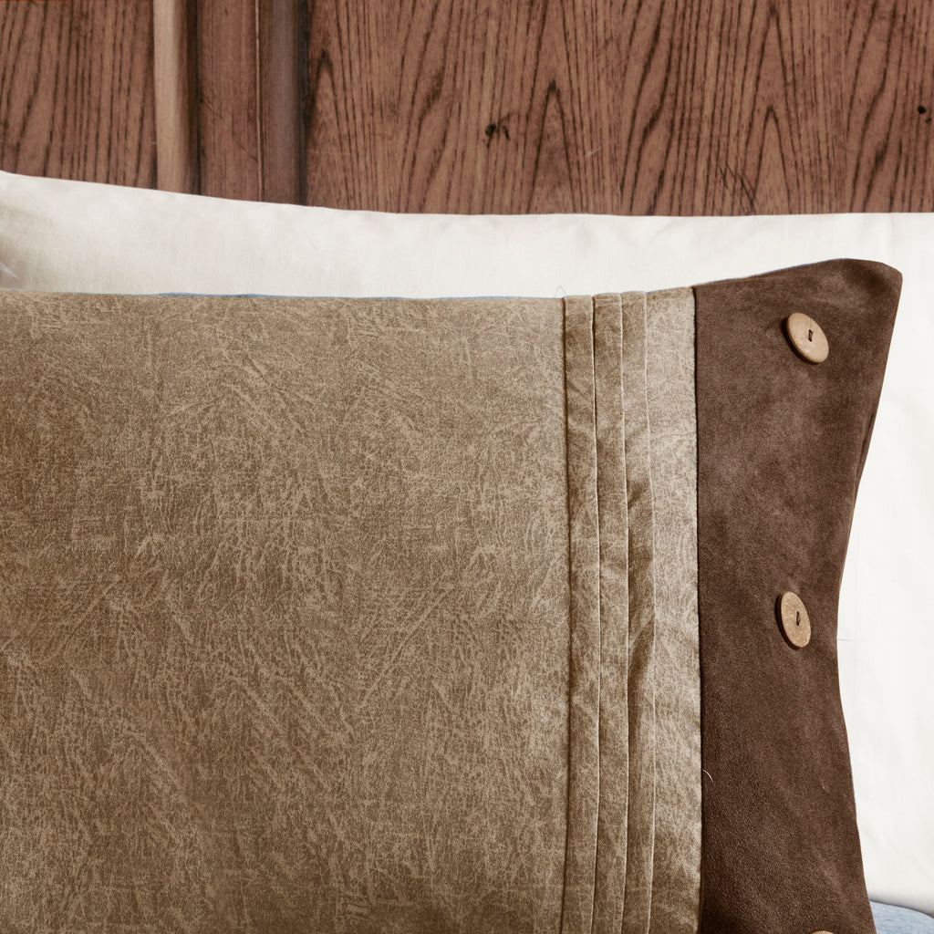 Brown Faux Suede Comforter Set with Hypoallergenic Filling – Queen, 7 Piece