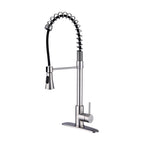 Modern Single Handle Spring High Arc Kitchen Faucet with Water Filter System - Pearl Silver