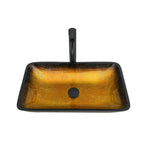 Gradient Tempered Glass Vessel Sink with Pop-Up Drain - Gold or Blue