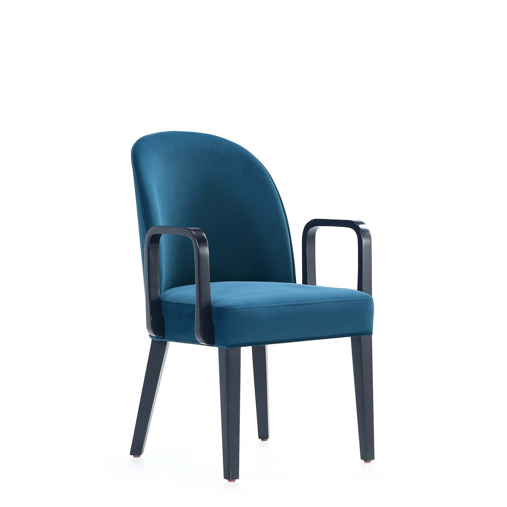 Upholstered Armchair with Solid Beech Wood Frame - Blue or Gray