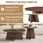 Retro-Style Nesting Coffee Table Set with Space-Saving Design - Walnut or Wood