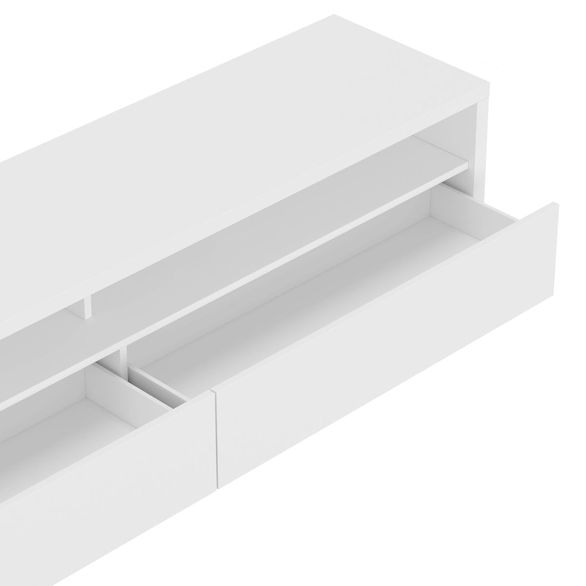 Modern 70" TV Stand with Full Extension Drawers - White or Light Brown