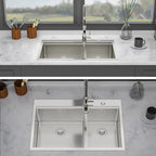 Gray Double Bowl Kitchen Sink with Durable Stainless Steel - Dual Mount