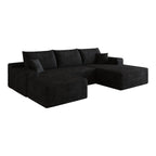 107" Cloud Sectional Sofa with Ottoman - Modern Minimalist Design - Black