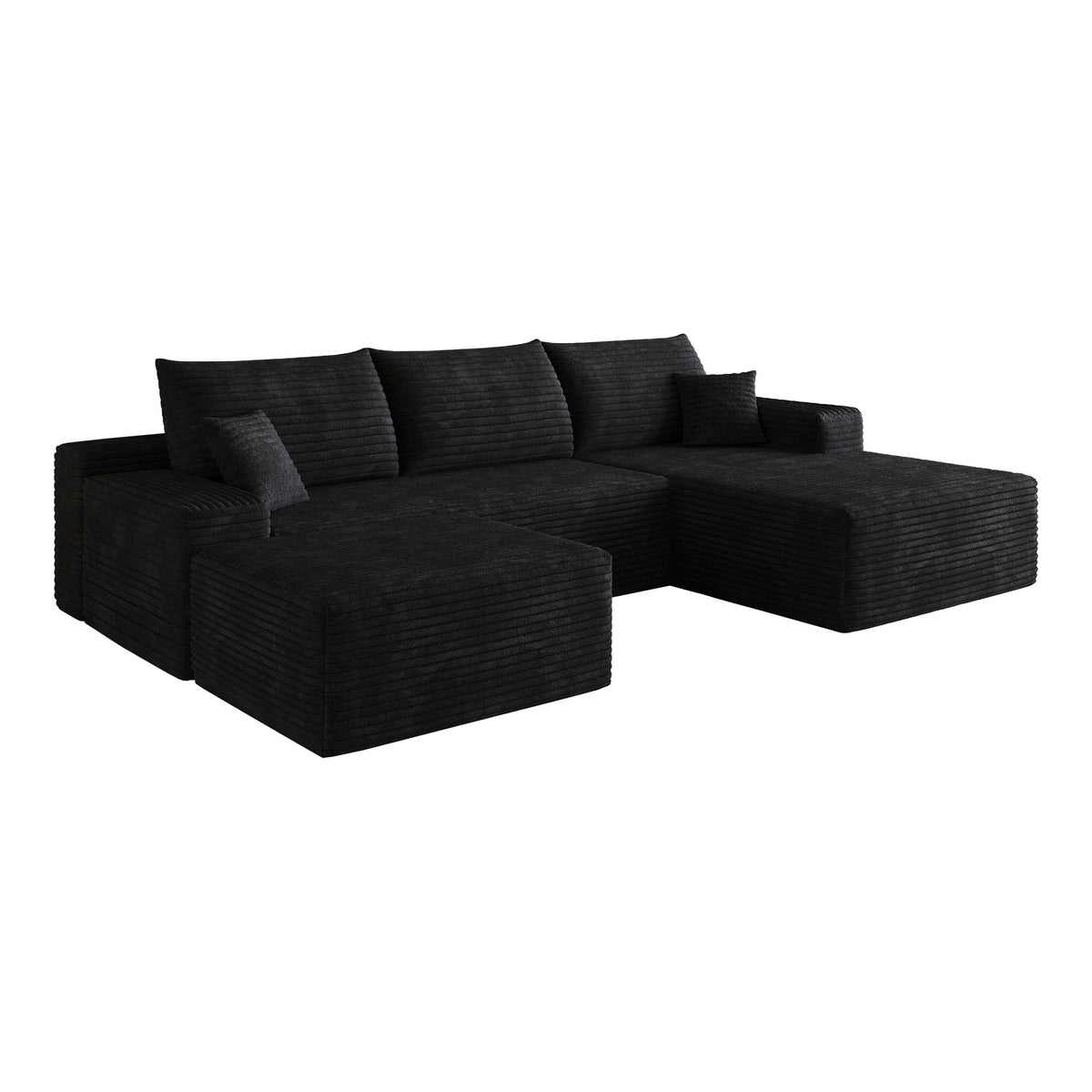 107" Cloud Sectional Sofa with Ottoman - Modern Minimalist Design - Black