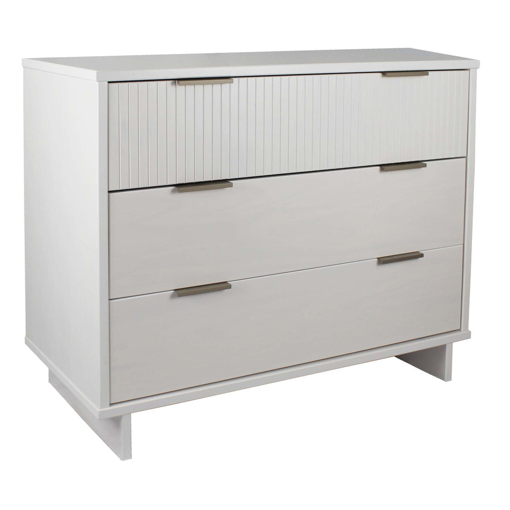 Solid Wood 3 Drawer Dresser with Ribbed Fronts - Multiple Colors