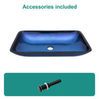 Gradient Tempered Glass Vessel Sink with Pop-Up Drain - Gold or Blue