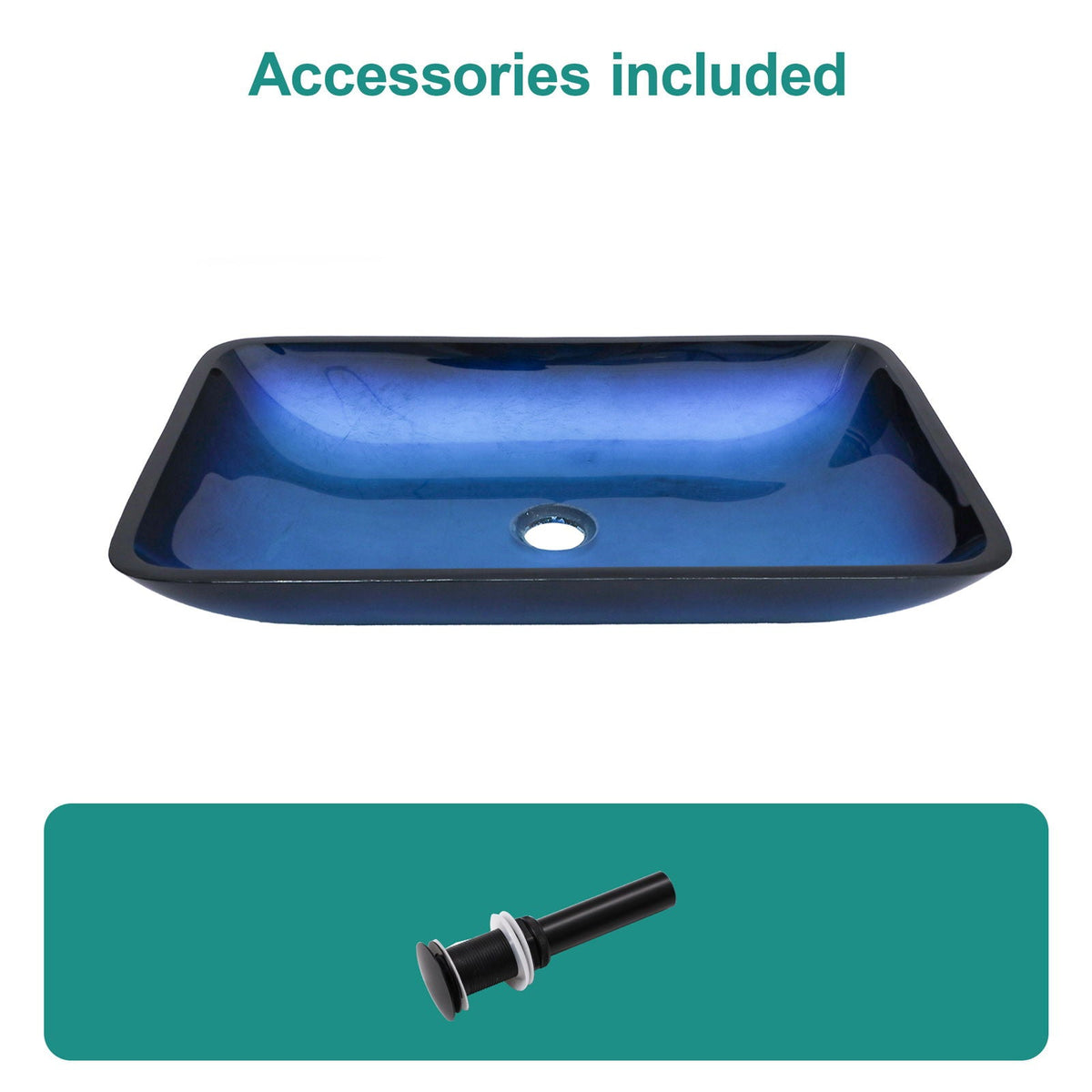 Gradient Tempered Glass Vessel Sink with Pop-Up Drain - Gold or Blue