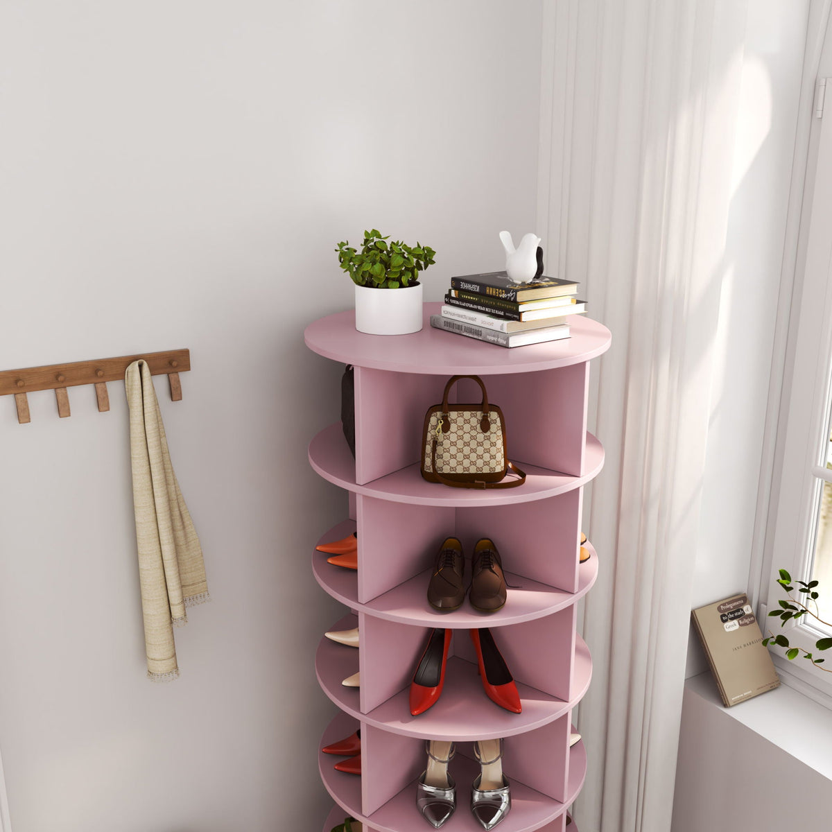 360 Rotating Shoe Cabinet 6 Layers with Space-Saving Rotating Design - Multiple Colors