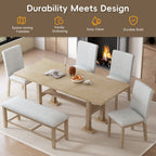 Farmhouse Extendable Dining Table Set with Removable Leaf - Natural Light