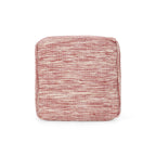 Square Pouf Ottoman with Polystyrene Beads - Red / White