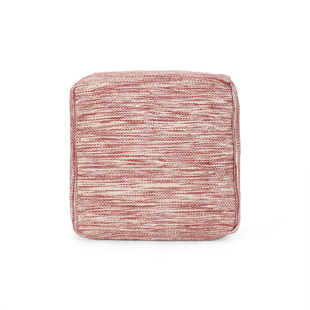 Square Pouf Ottoman with Polystyrene Beads - Red / White