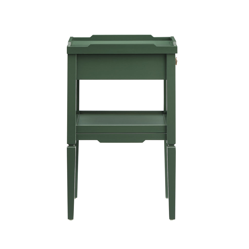 1 Drawer Nightstand with Solid Wood Frame - Blue, Dark Green, or White