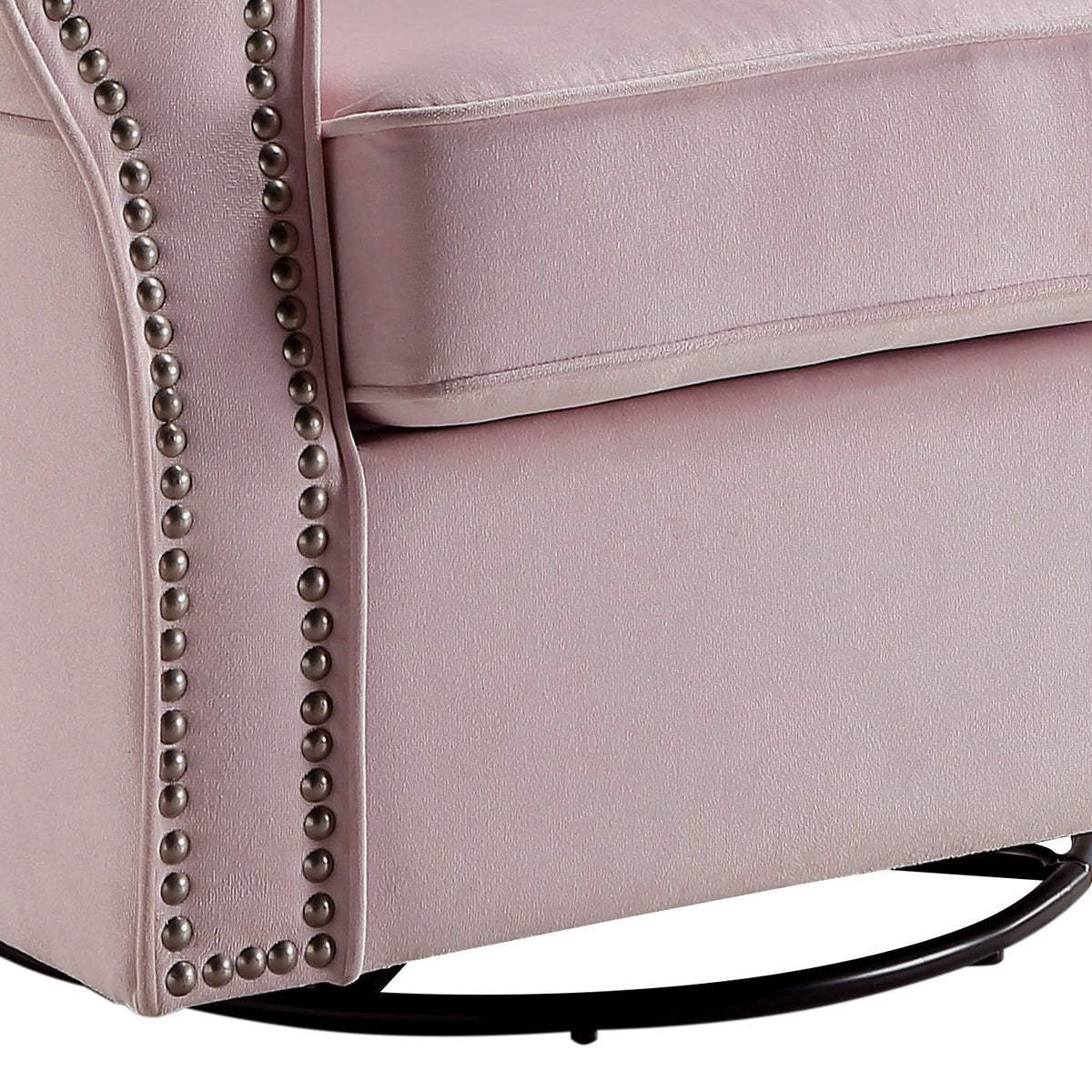 Pink Swivel Glider Chair with Nailhead Trim - Tamaki