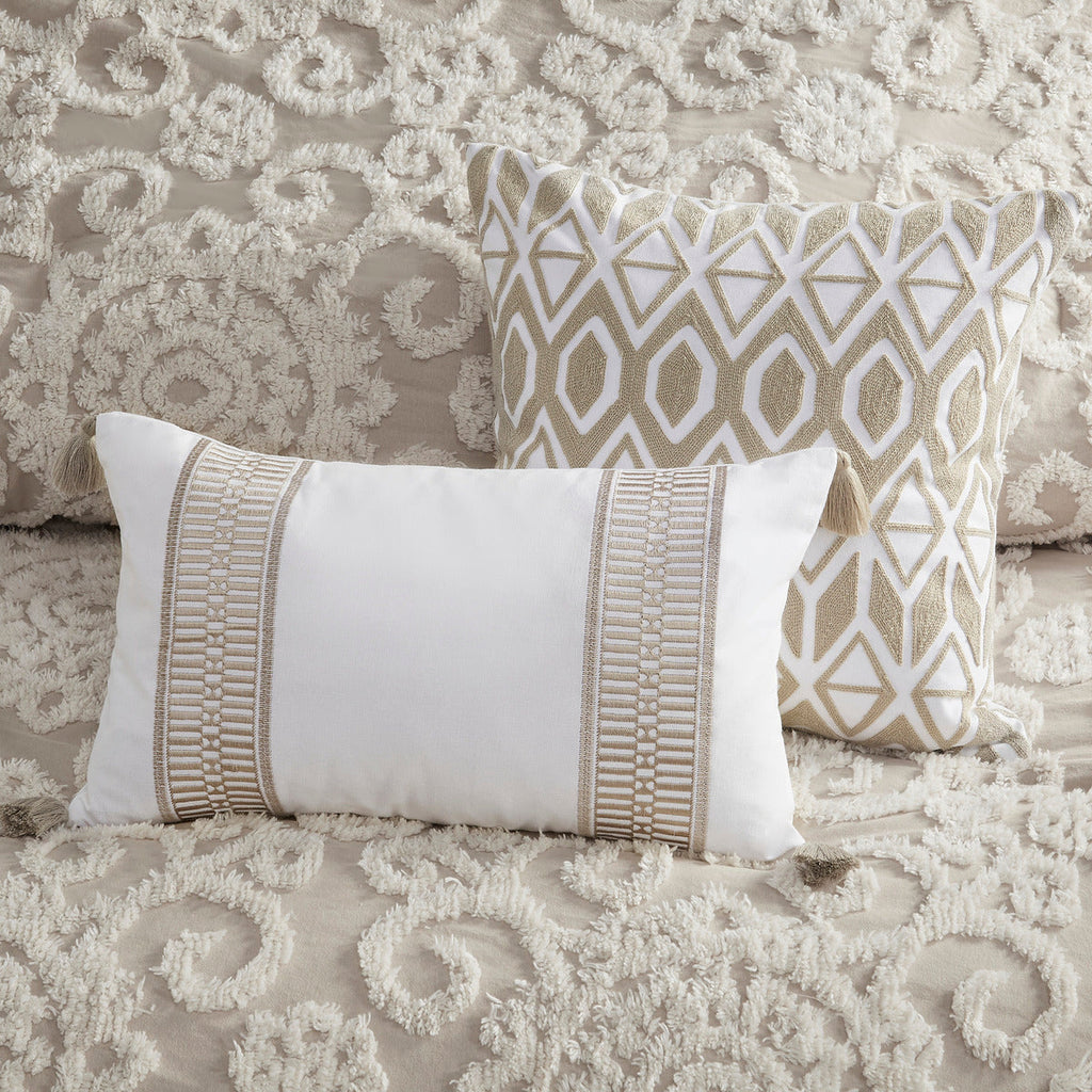 Taupe Cotton Comforter Mini Set with Tufted Chenille Embroidery - King