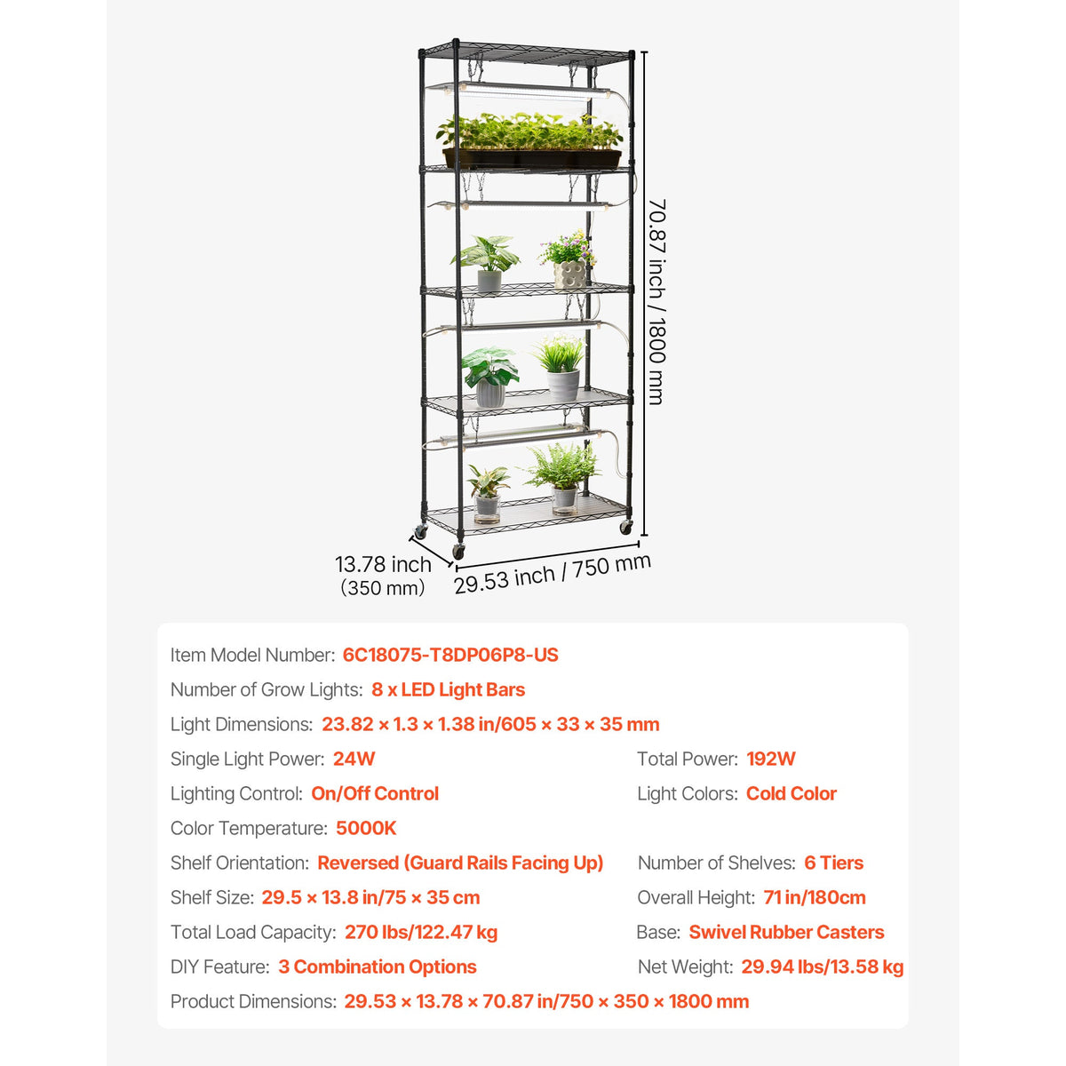 DIY Plant Shelf with Grow Lights for Indoor Use - Adjustable Metal Stand