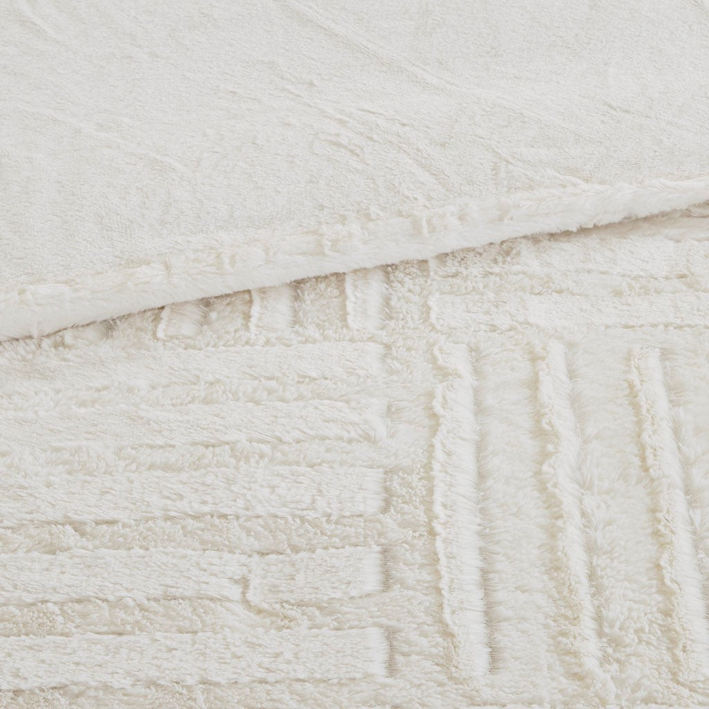 Ivory Fur Down Alternative Comforter Mini Set with Hypoallergenic Filling