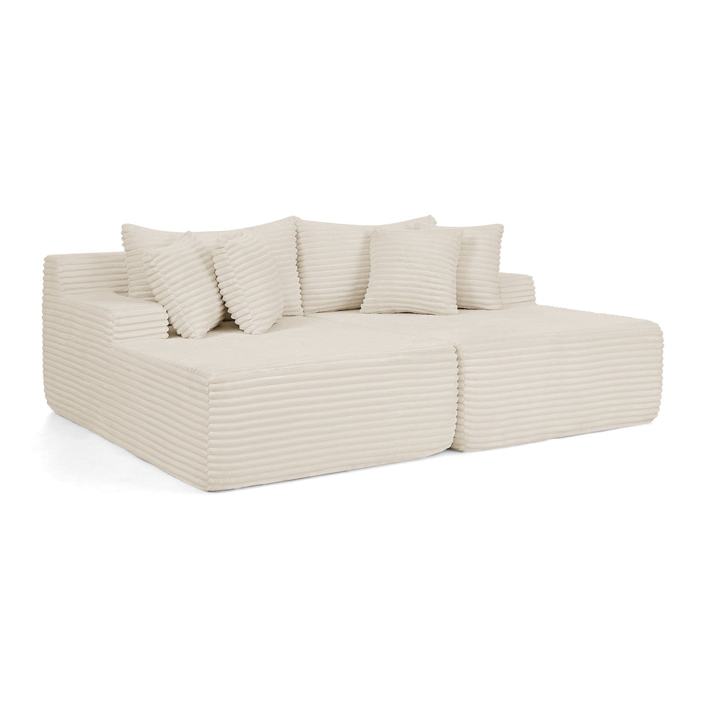 Two-Seater Lazy Sofa Lounge Chair with High-Density Foam - Beige