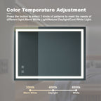 Bathroom Vanity Mirror with Front Lighting and Anti-Fog - Pearl Silver