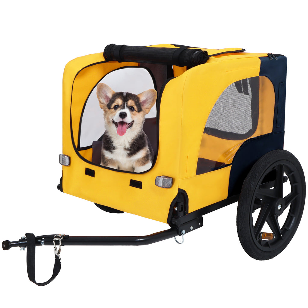 Pet Bike Trailer with Steel Frame and Foldable Design - Red