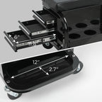 Rolling Creeper Garage Seat with 3 Built-In Drawers - Black