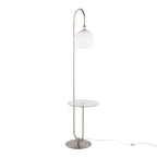 Contemporary Floor Lamp with Tempered Glass Table - Gray
