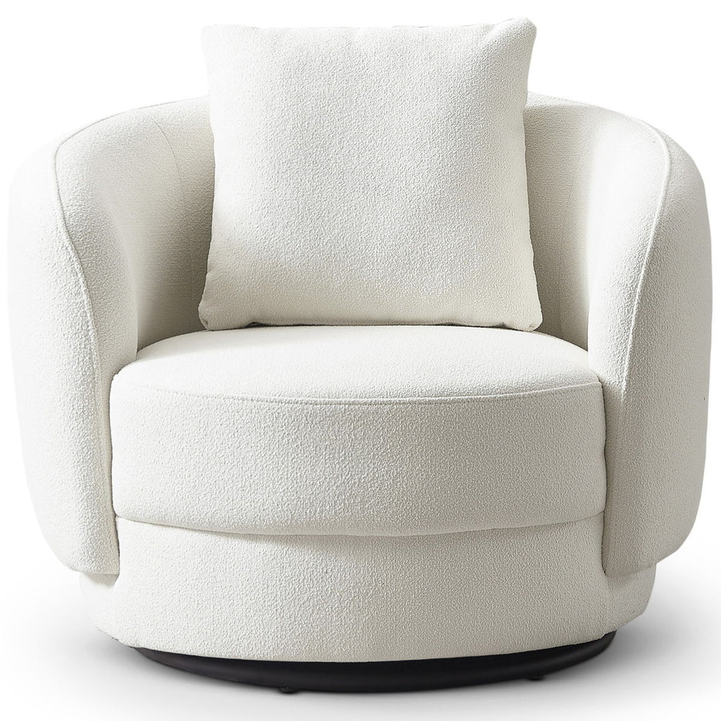 Boucle Lounge Chair with Solid Wood Frame - Beige or Yellow