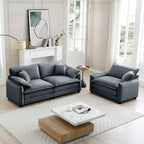 Modern Corduroy Sofa Set with Two Pieces - Grey or Green