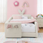 Cute Rabbit Ear Upholstered Platform Bed Frame with Safety Rail - Multiple Colors
