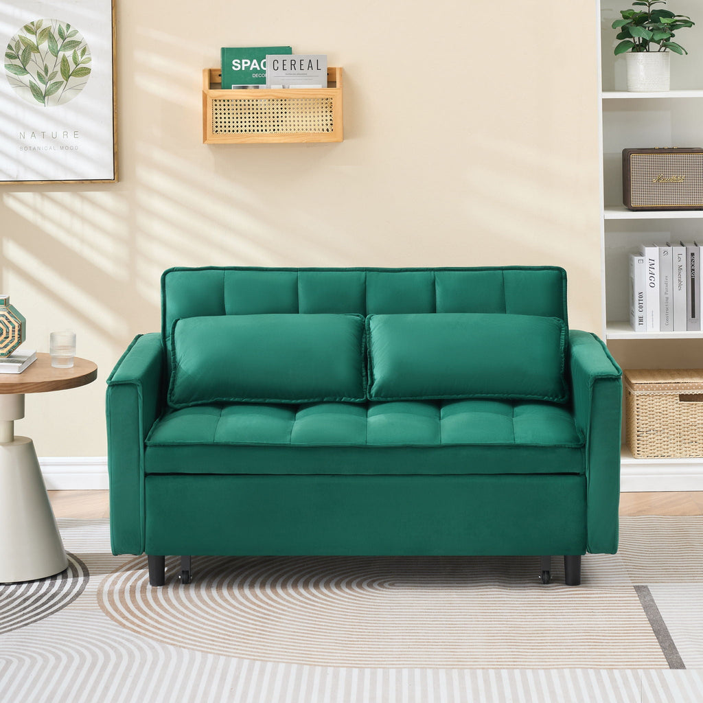 Convertible Velvet Sofa Bed with Storage Pockets - Multiple Colors