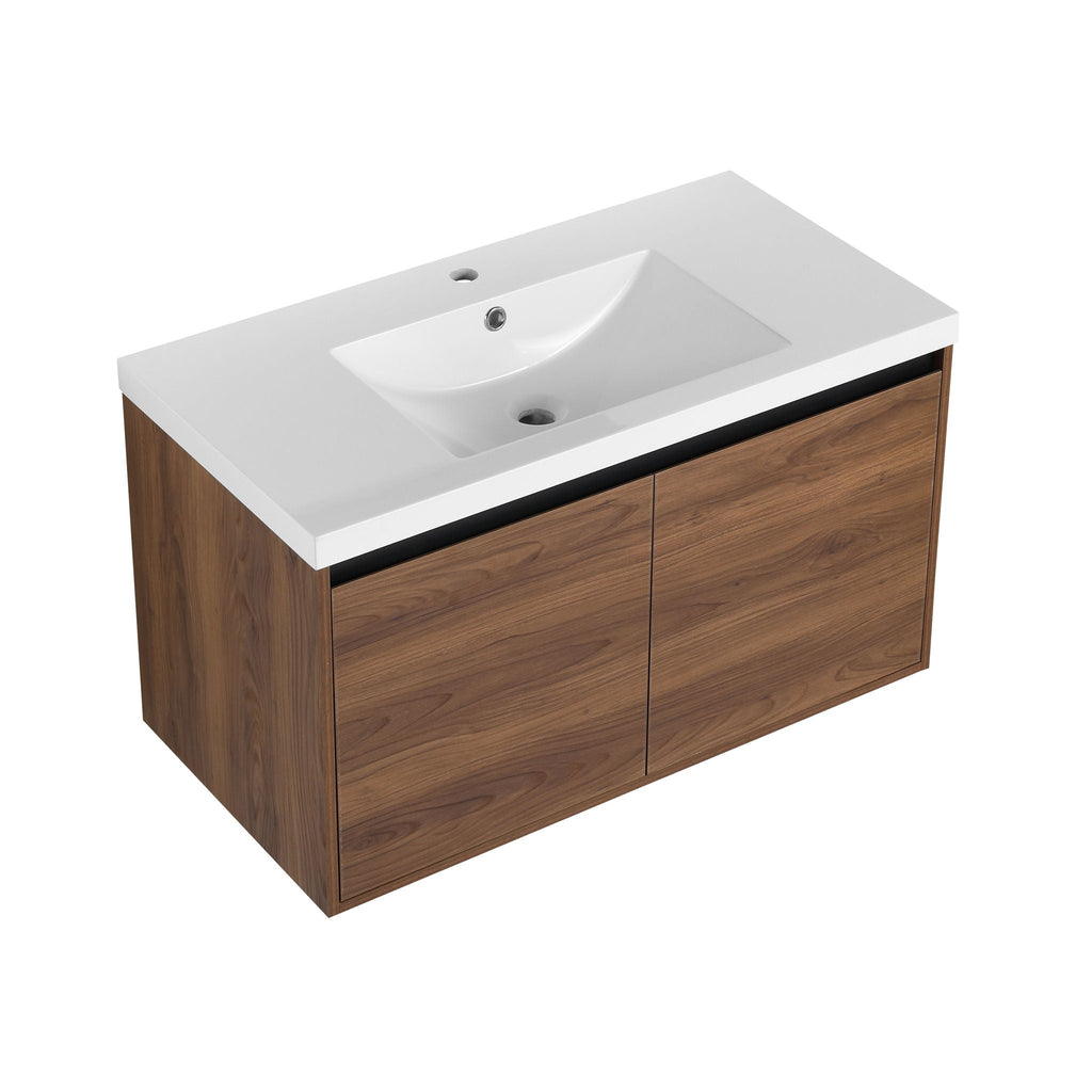 Bathroom Vanity Set with Resin Countertop Sink - Dark Brown