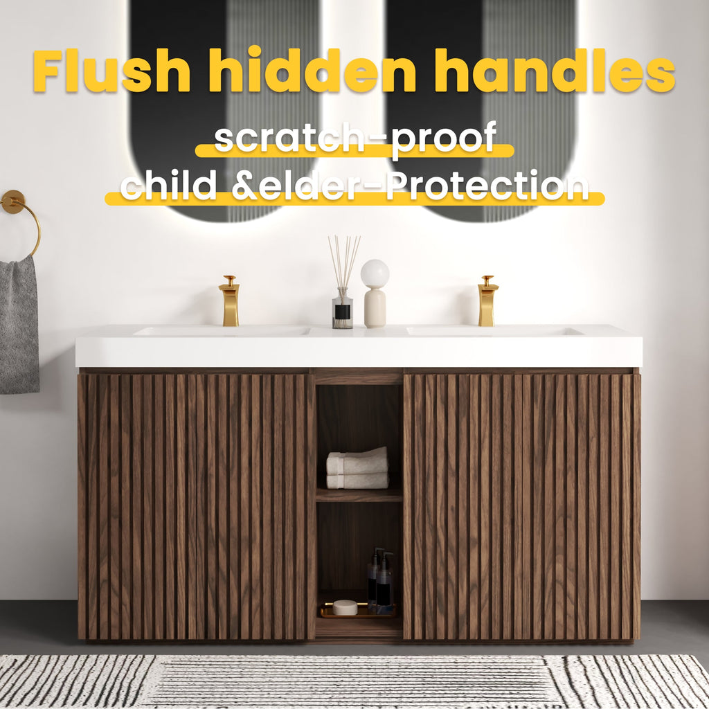 Walnut Brown GALAN 60F Winston Bathroom Vanity with Modern Functionality