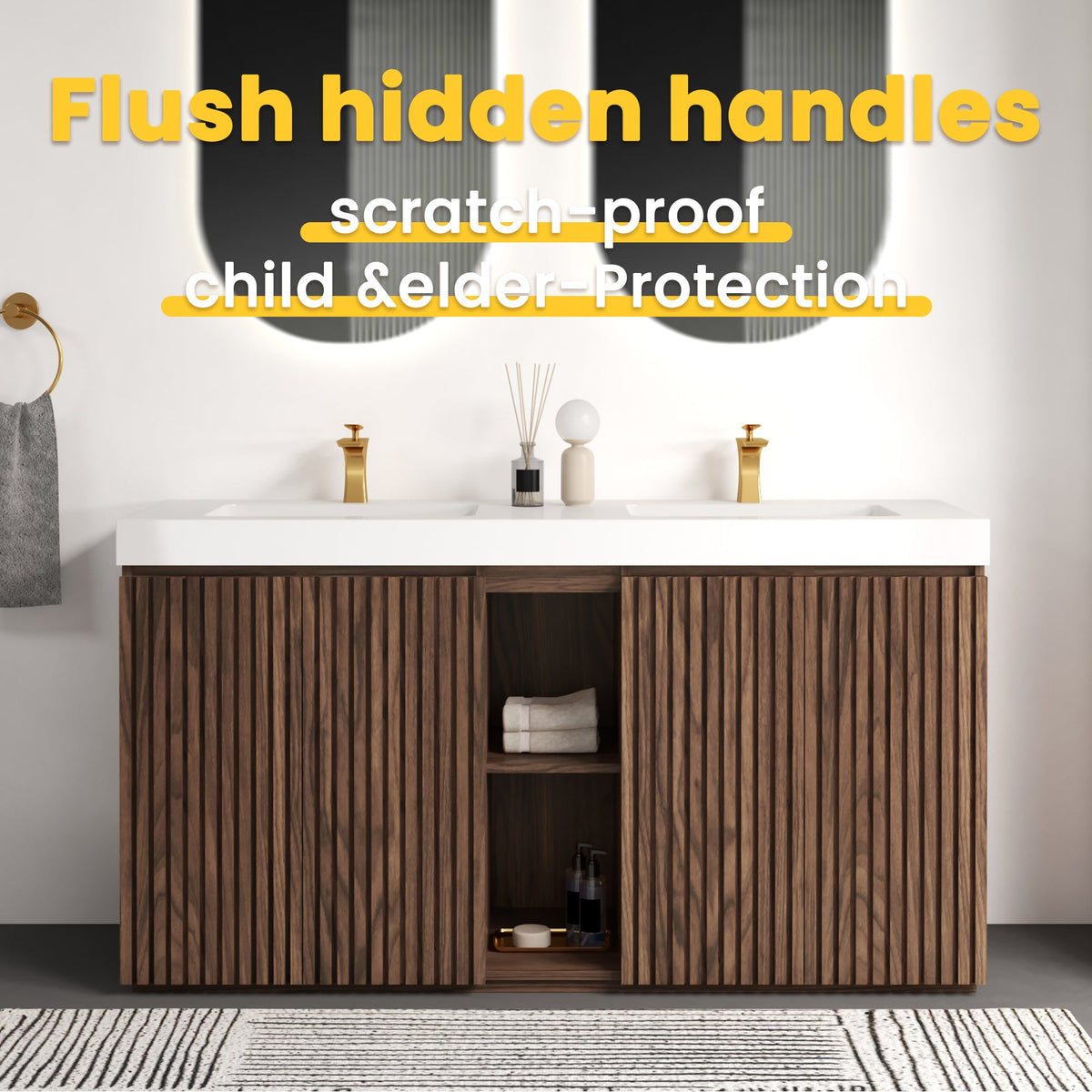 Walnut Brown GALAN 60F Winston Bathroom Vanity with Modern Functionality