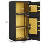 Large Double Door Digital Security Safe with Fireproof and Waterproof Bag - Black