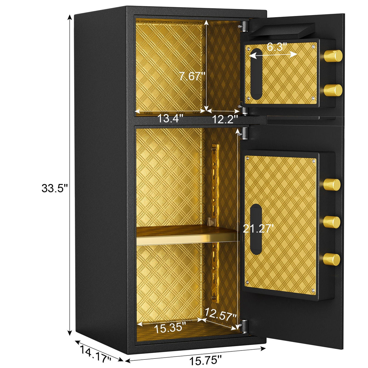 Large Double Door Digital Security Safe with Fireproof and Waterproof Bag - Black