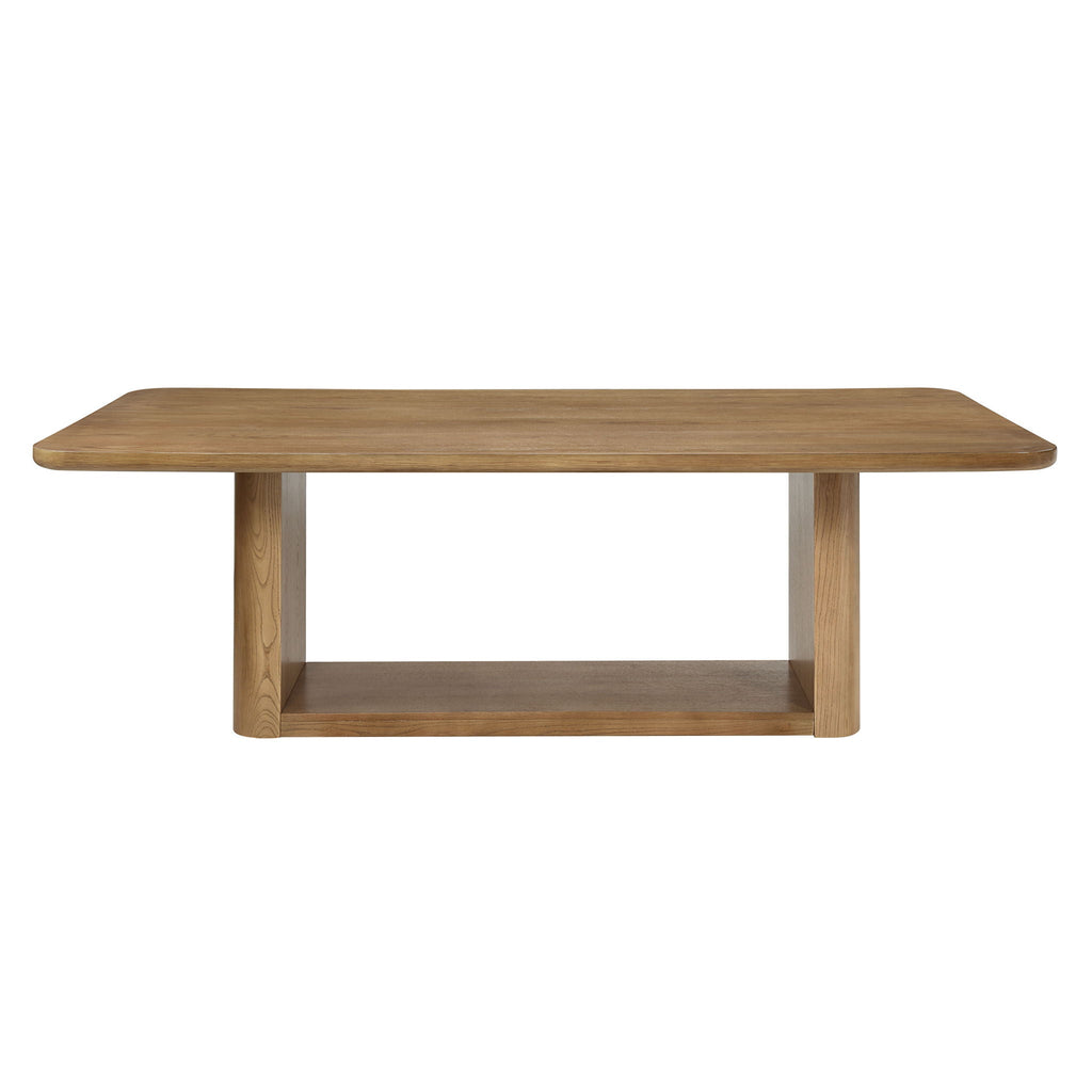 Oak Dining Table with Dual-Panel Pedestal Base - Zoey