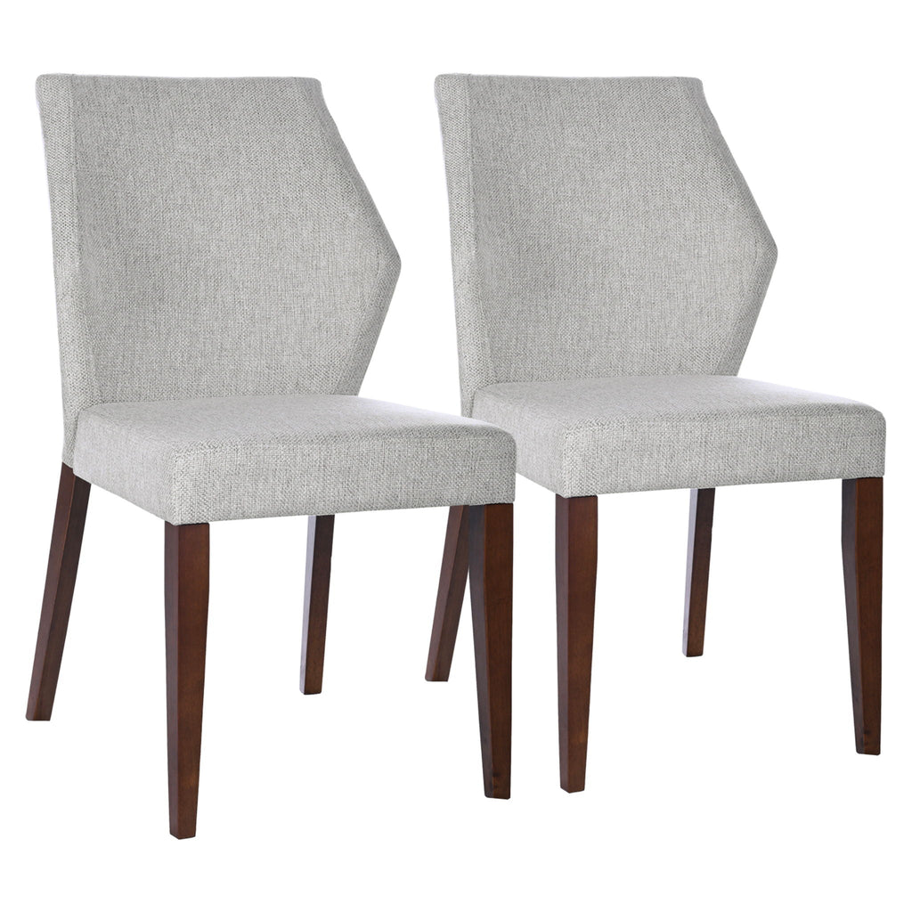 Light Gray Dining Chair Set of 2 with Solid Wood Frame - Upholstered