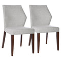 Light Gray Dining Chair Set of 2 with Solid Wood Frame - Upholstered