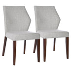 Light Gray Dining Chair Set of 2 with Solid Wood Frame - Upholstered