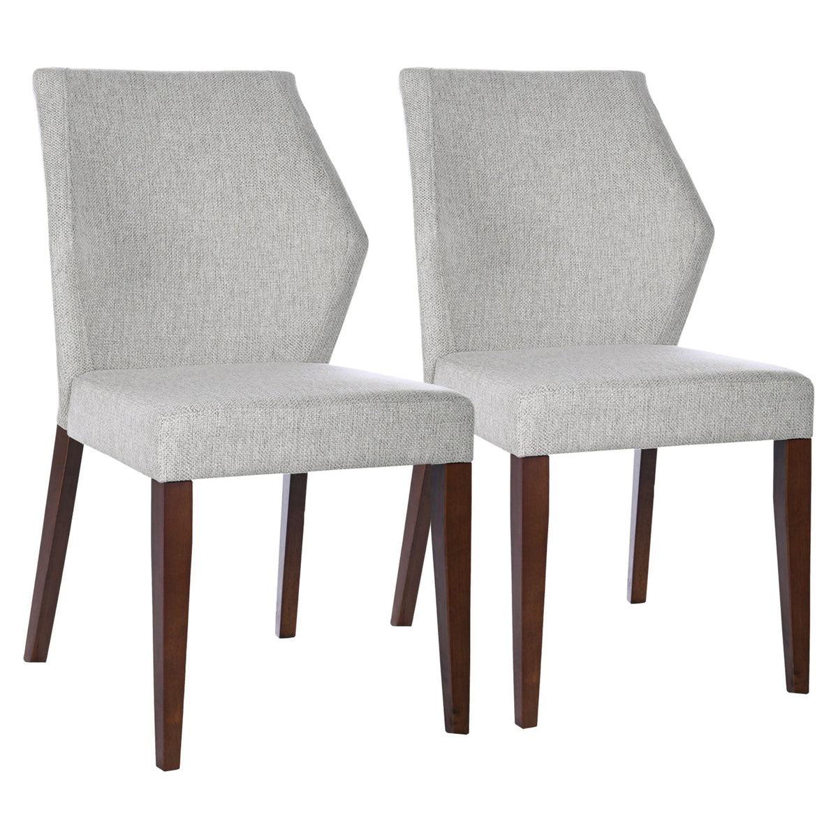 Light Gray Dining Chair Set of 2 with Solid Wood Frame - Upholstered