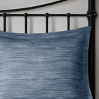 7 Piece Printed Seersucker Comforter Set with Hypoallergenic Fill - Navy