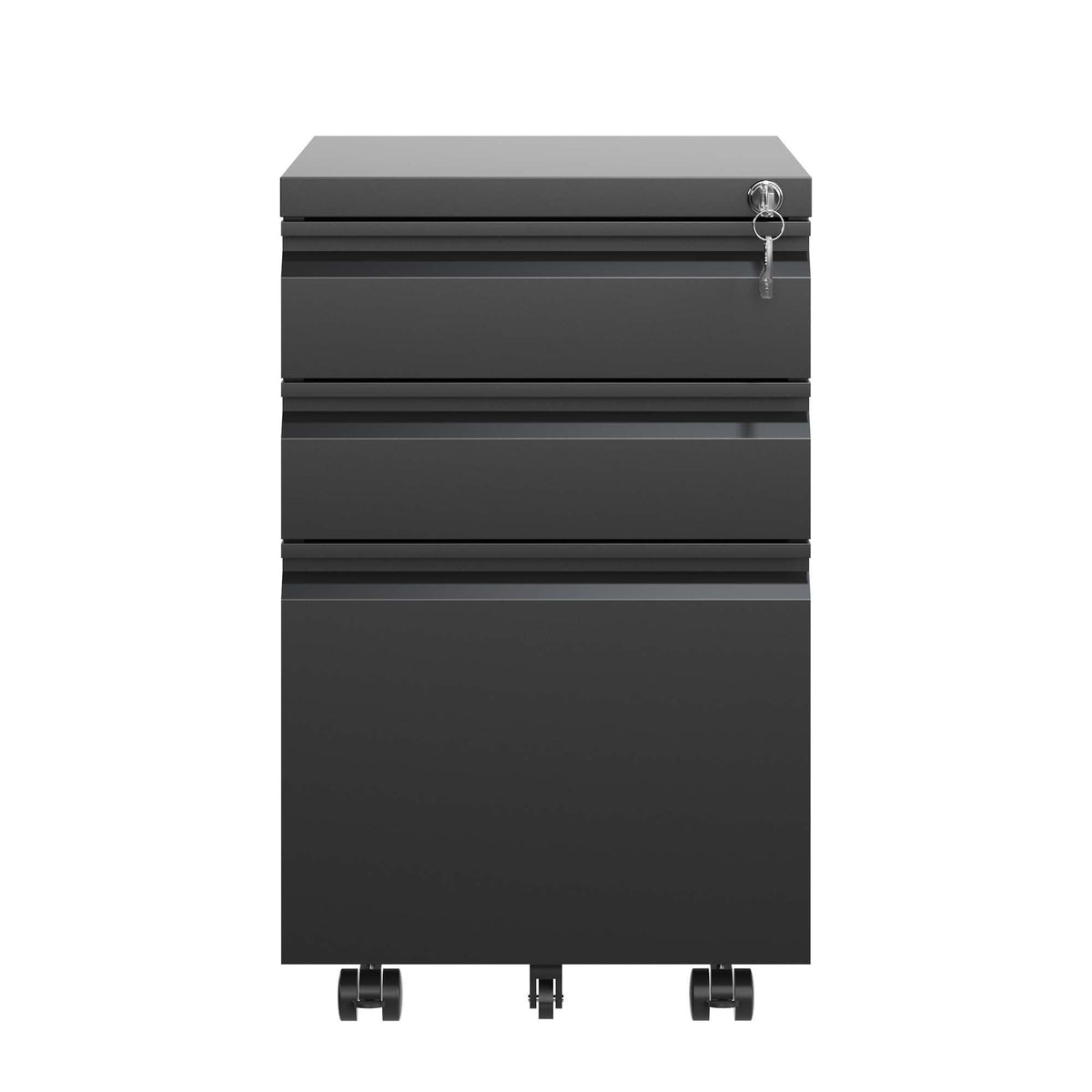 Metal Drawer Mobile File Cabinet with Lock for Secure Organization - White or Black