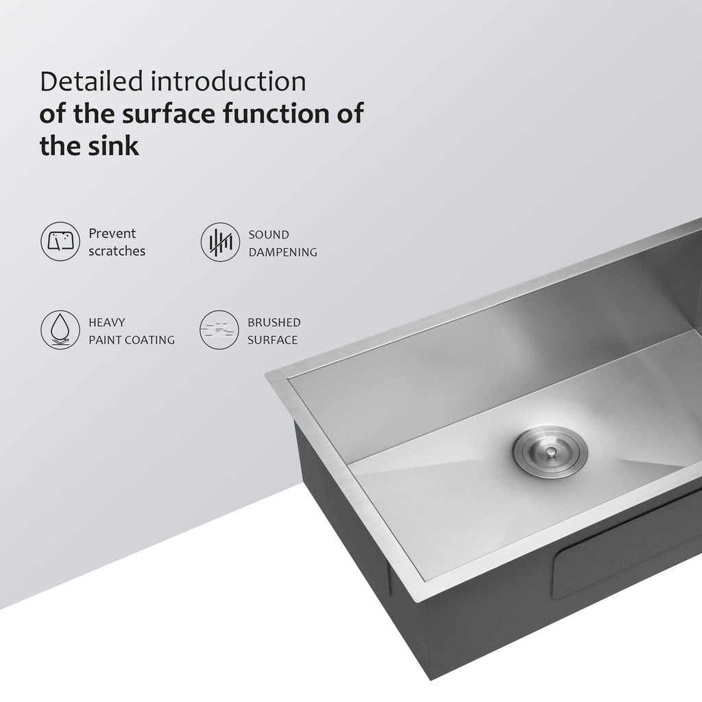 Undermount Stainless Steel Kitchen Sink with Deep Single Bowl - Gray