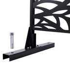 Metal Privacy Screen Room Divider with Freestanding Design - Black